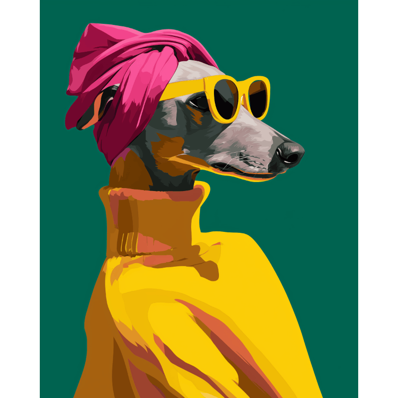 Windhond met stijl - Diamond Painting