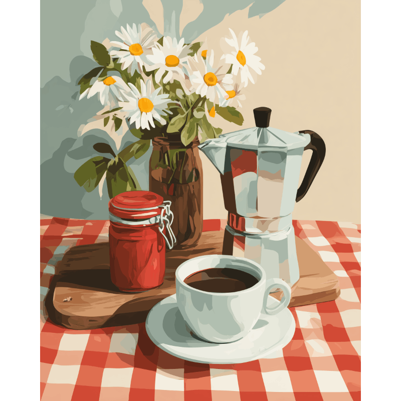 Een kopje voor de dag begint - Diamond Painting