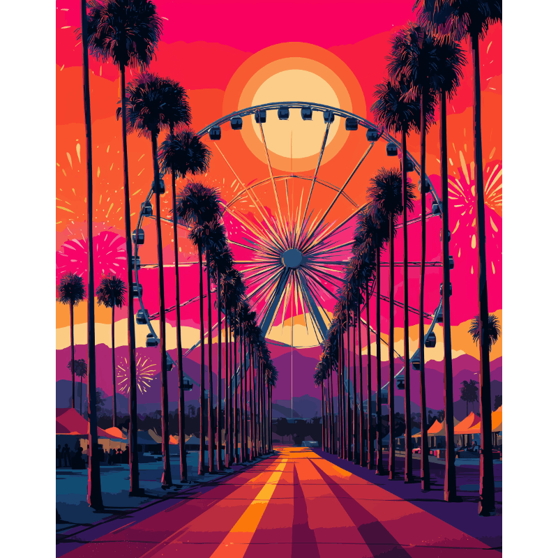 Weg naar het festival - Diamond Painting