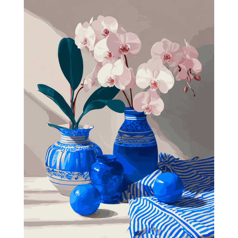 Orchidee en porselein - Diamond Painting