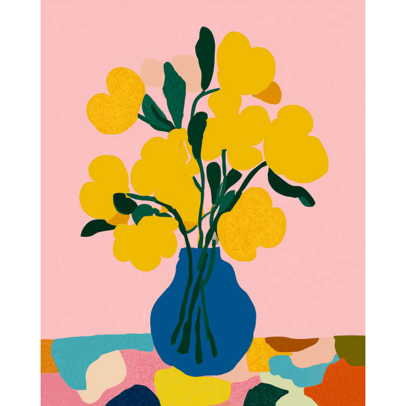 Modern geel boeket - Diamond Painting