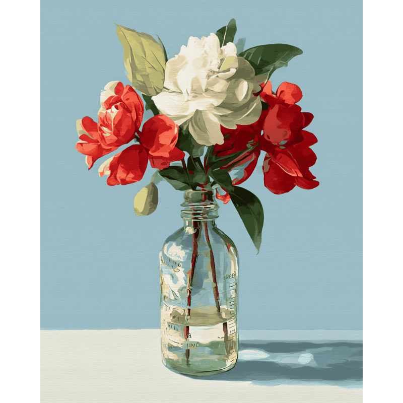 Bloemen in een fles - Diamond Painting