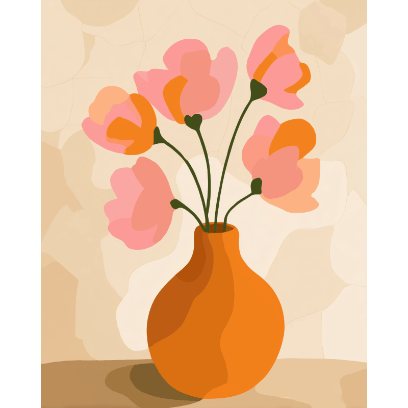 Modern roze boeket - Diamond Painting