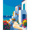 Azuurblauwe weg - Diamond Painting