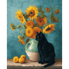 Zonnebloemen en een zwarte kat - Diamond Painting