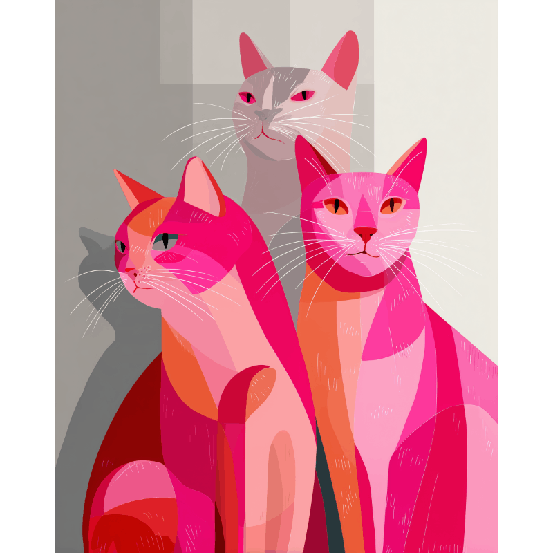Roze katten - Diamond Painting
