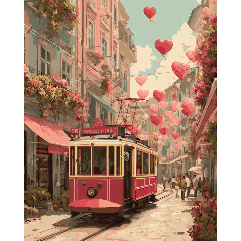 Tram naar de liefde - Diamond Painting