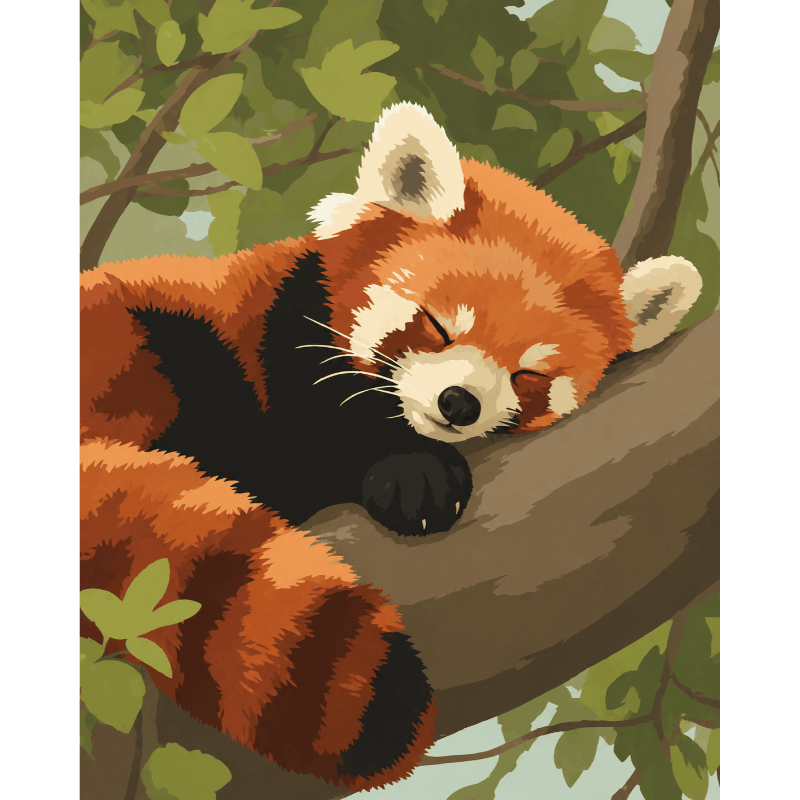 Slaperige rode panda - Diamond Painting