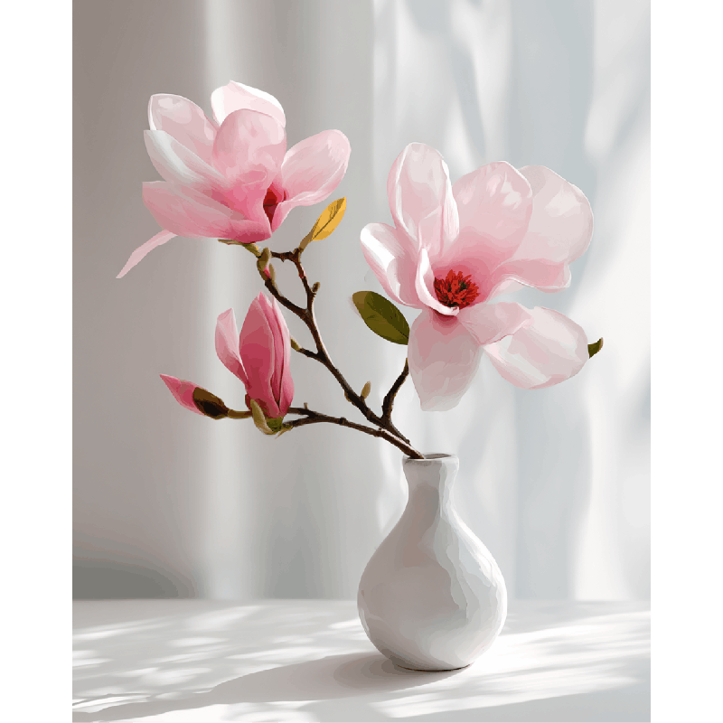 Roze magnolia's - Diamond Painting