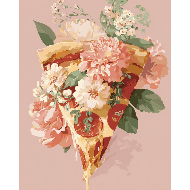Bloeiende pizza - Diamond Painting