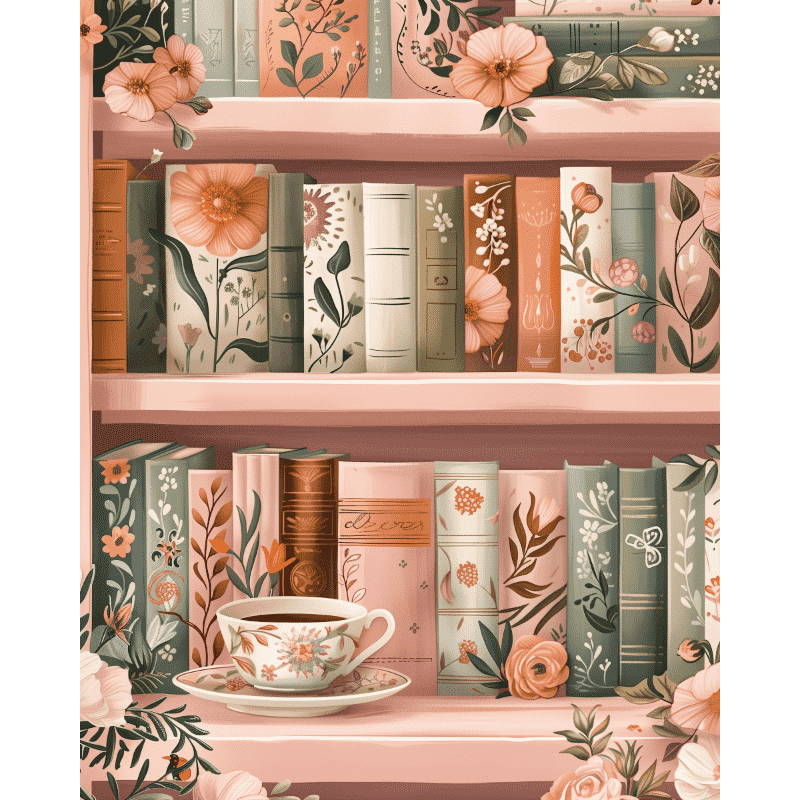 Bloeiende bibliotheek - Diamond Painting