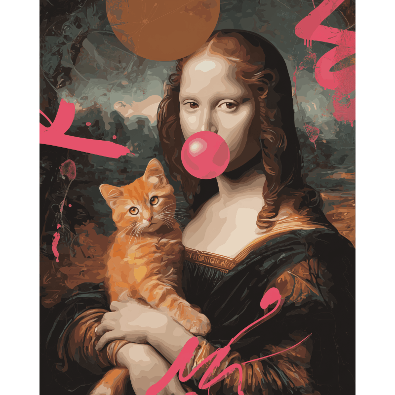 Mona en de kat - Diamond Painting