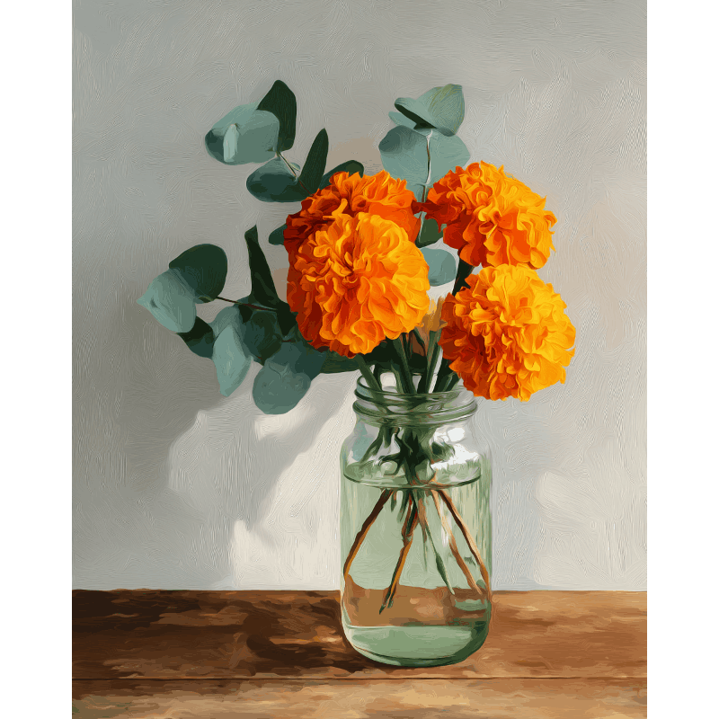 Gouden goudsbloemen - Diamond Painting