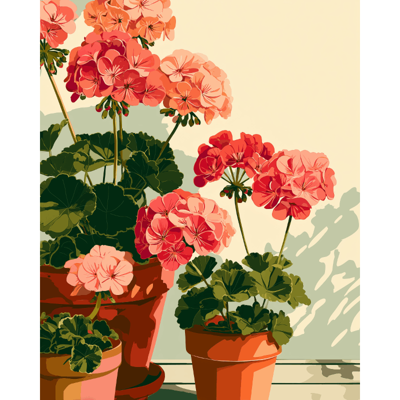 Geranium ochtend - Diamond Painting