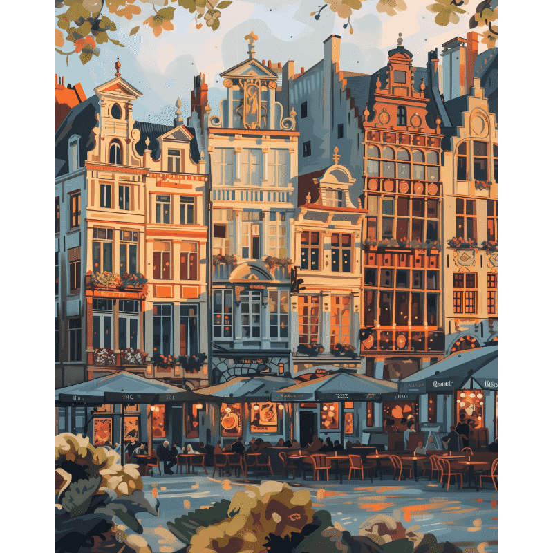 Zonsondergang in Brussel - Diamond Painting