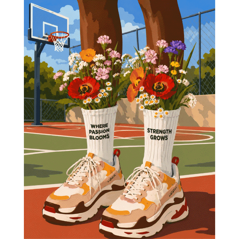 Bloeiende basketbal - Diamond Painting