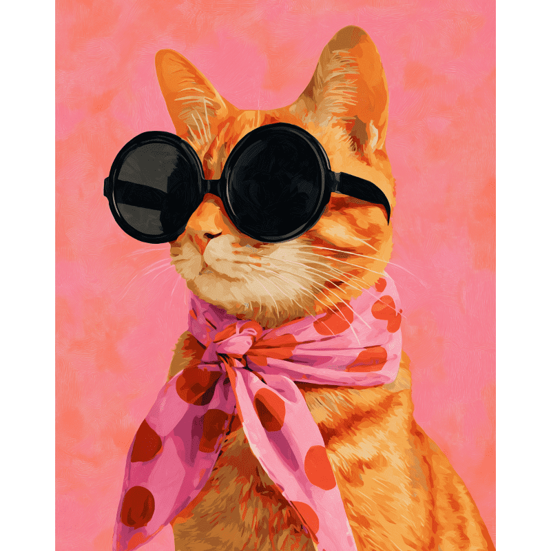 Stijlvolle oranje kat - Diamond Painting