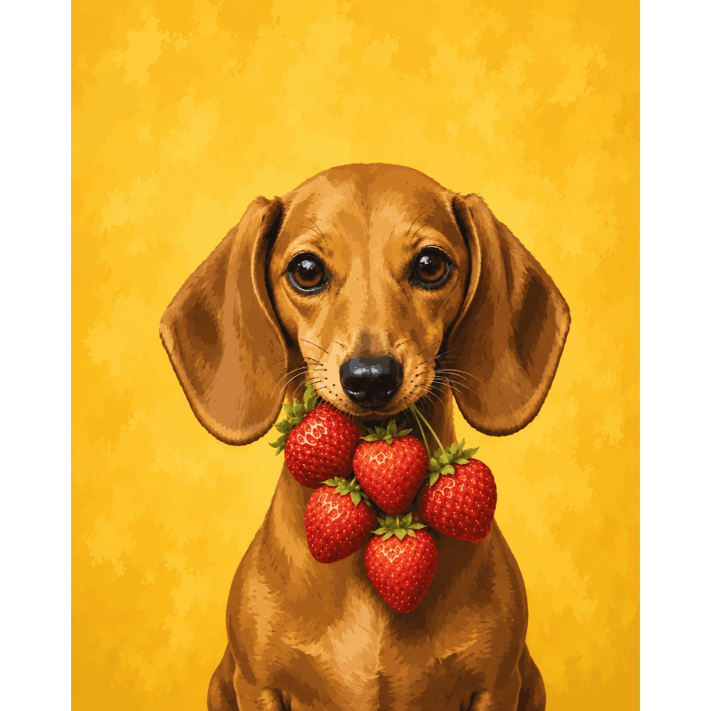 Aardbei teckel - Diamond Painting