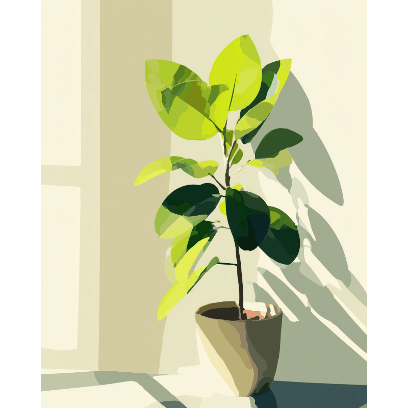 Zonbeschenen ficus - Diamond Painting