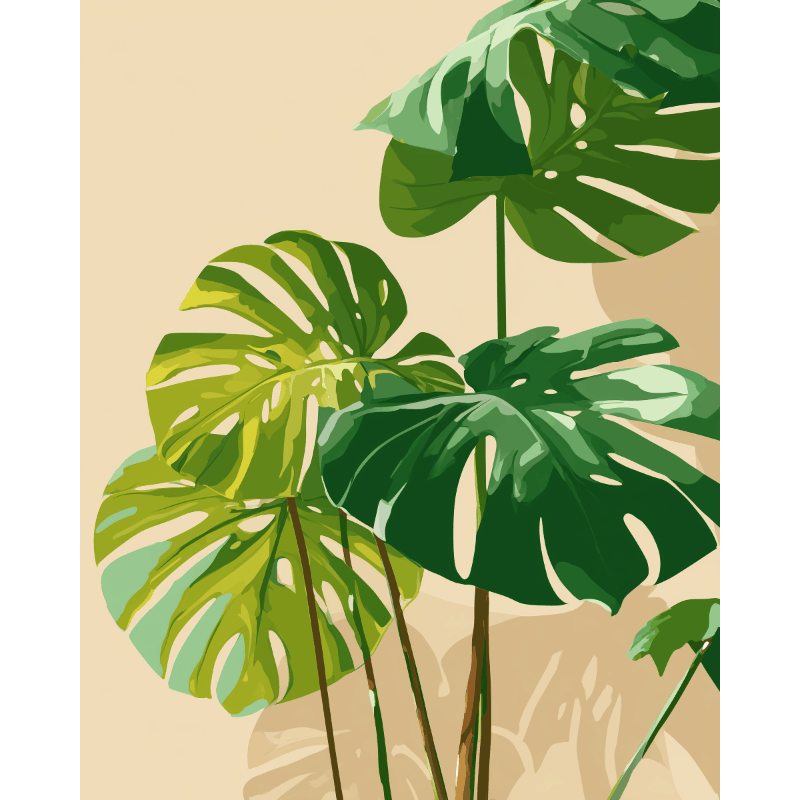 Zonbeschenen monstera - Diamond Painting
