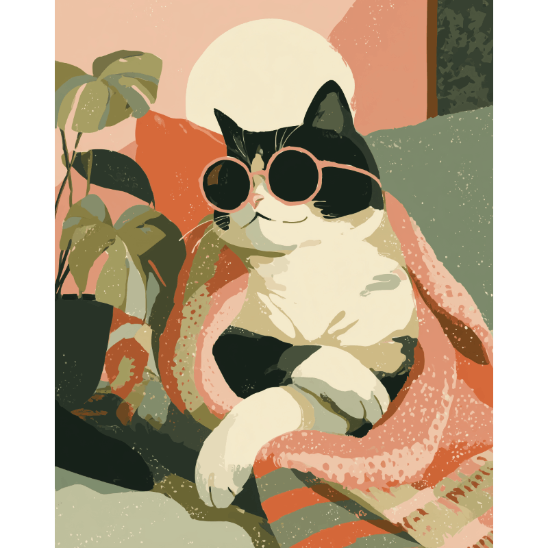 Ontspannen kat - Diamond Painting