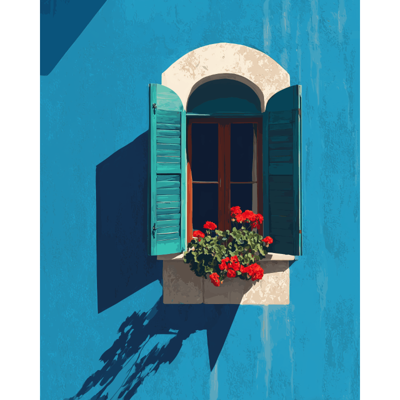 Blauw & bloei - Diamond Painting