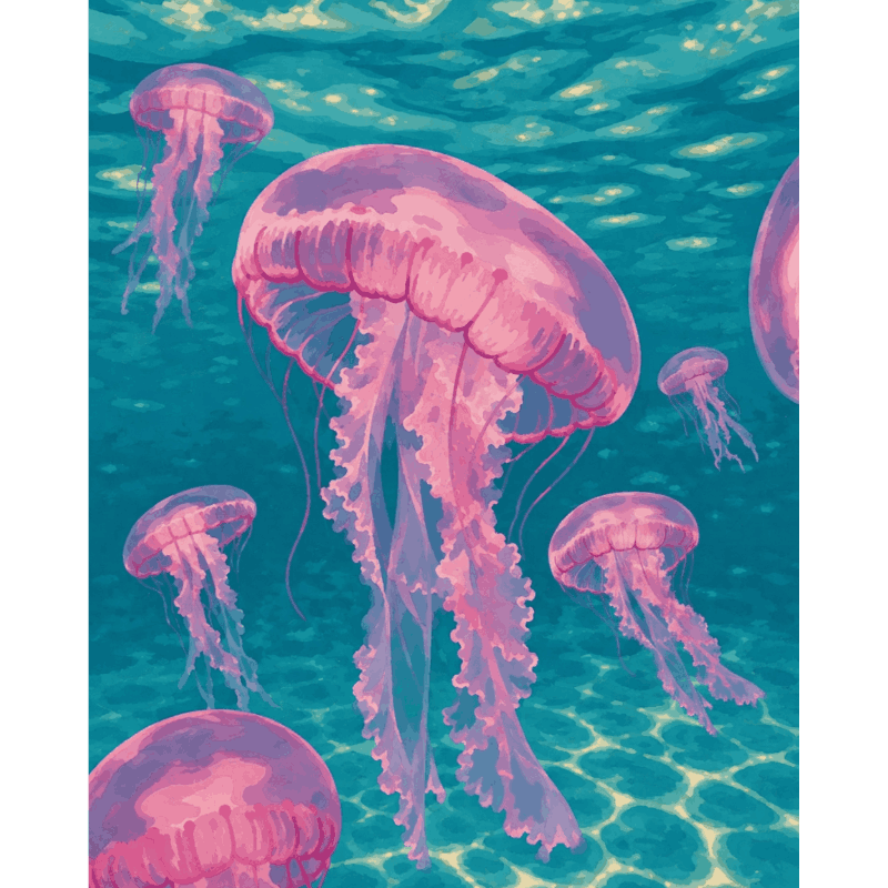Roze kwallen - Diamond Painting