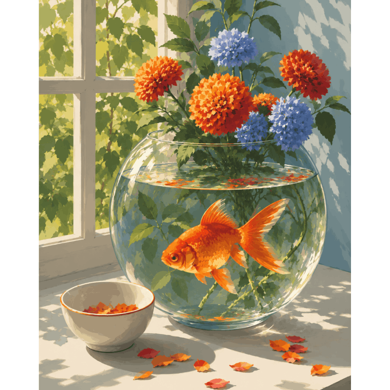 Gouden uur goudvis - Diamond Painting