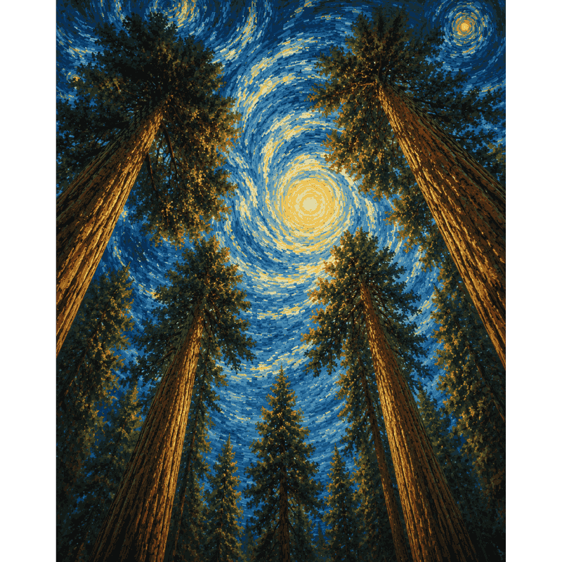Sterrennacht sequoia - Diamond Painting