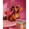 Teckel in het roze - Diamond Painting