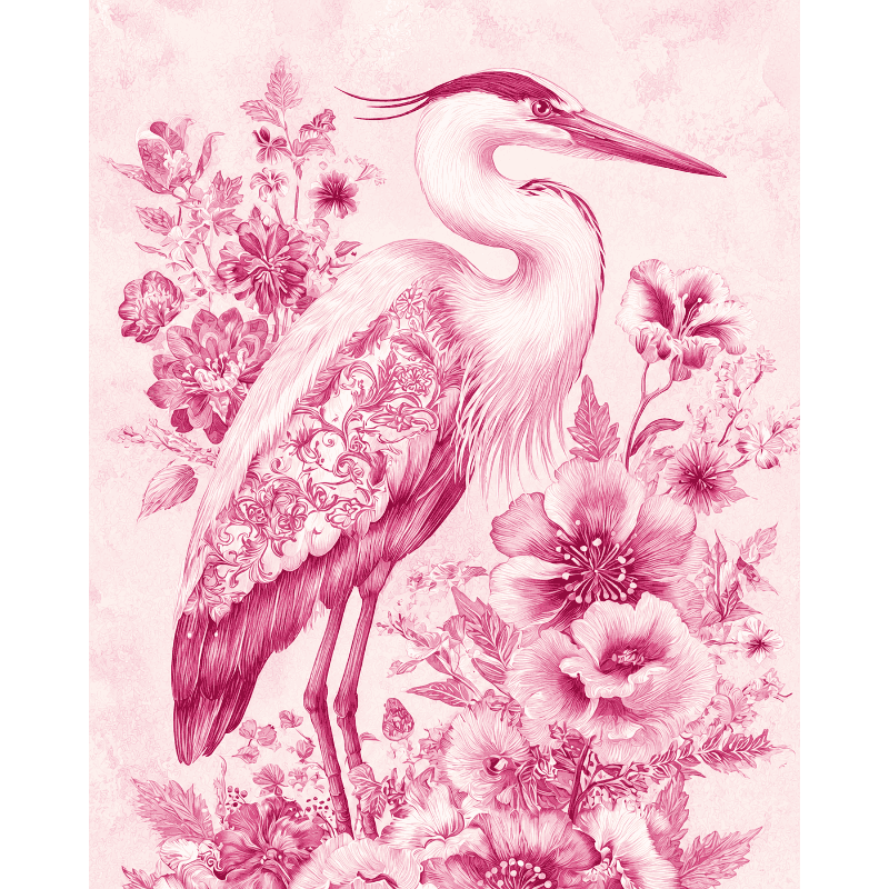 Delfts roze reiger - Diamond Painting
