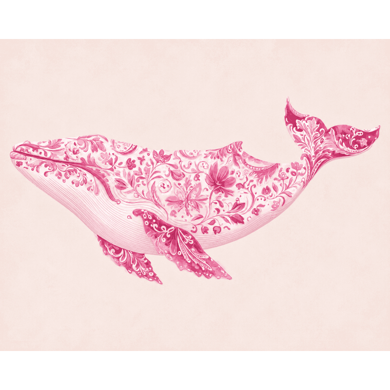 Delfts roze walvis - Diamond Painting