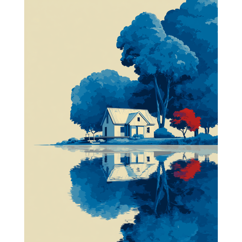 Blauwe reflectie - Diamond Painting