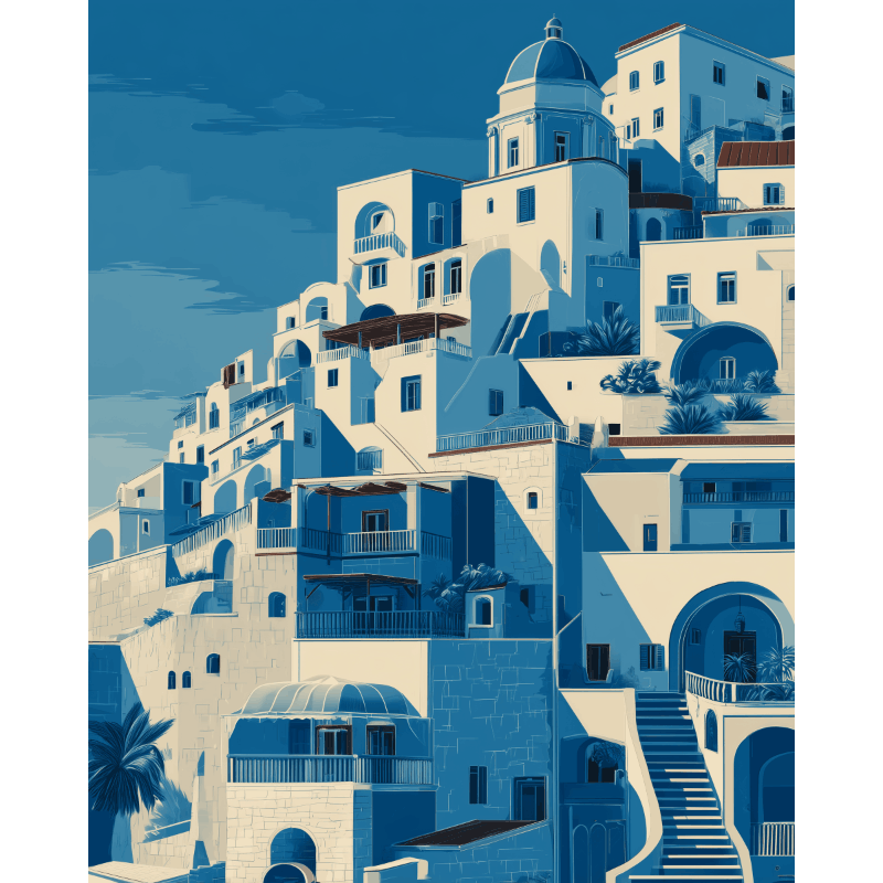 Blauw Positano - Diamond Painting