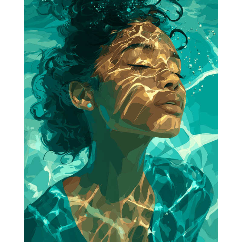 Aqua gloed - Diamond Painting