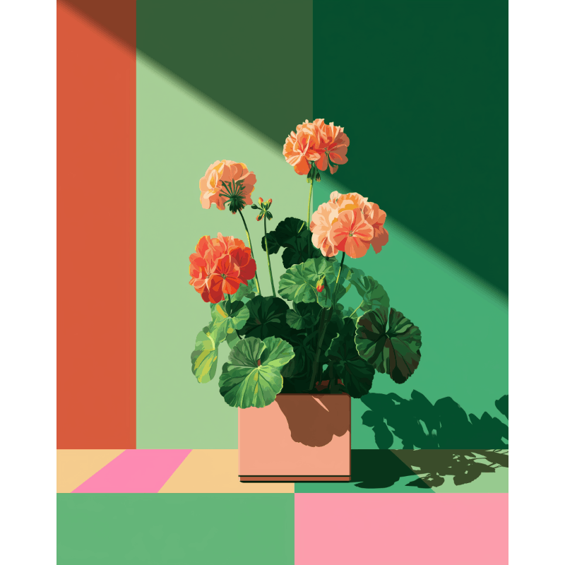Geometrische geranium - Diamond Painting