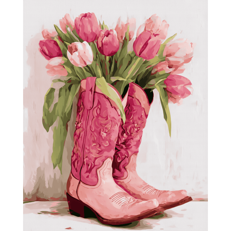 Tulpen-cowgirl-laarzen - Diamond Painting