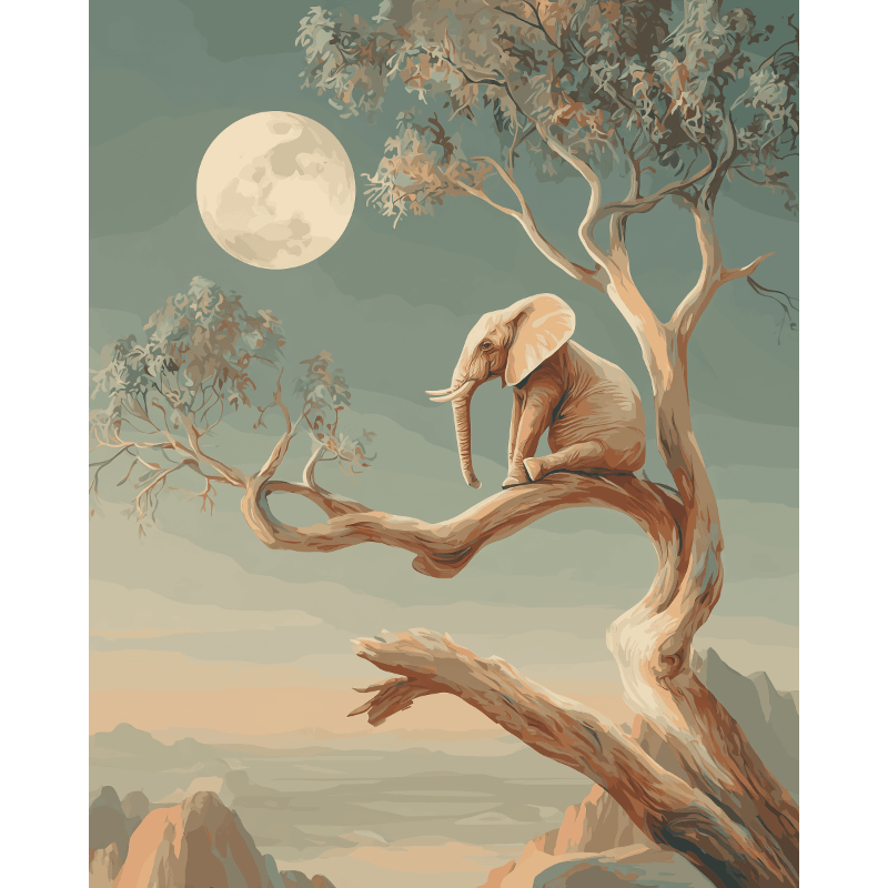 Dromende olifant - Diamond Painting