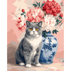 Britse korthaar & bloemen - Diamond Painting