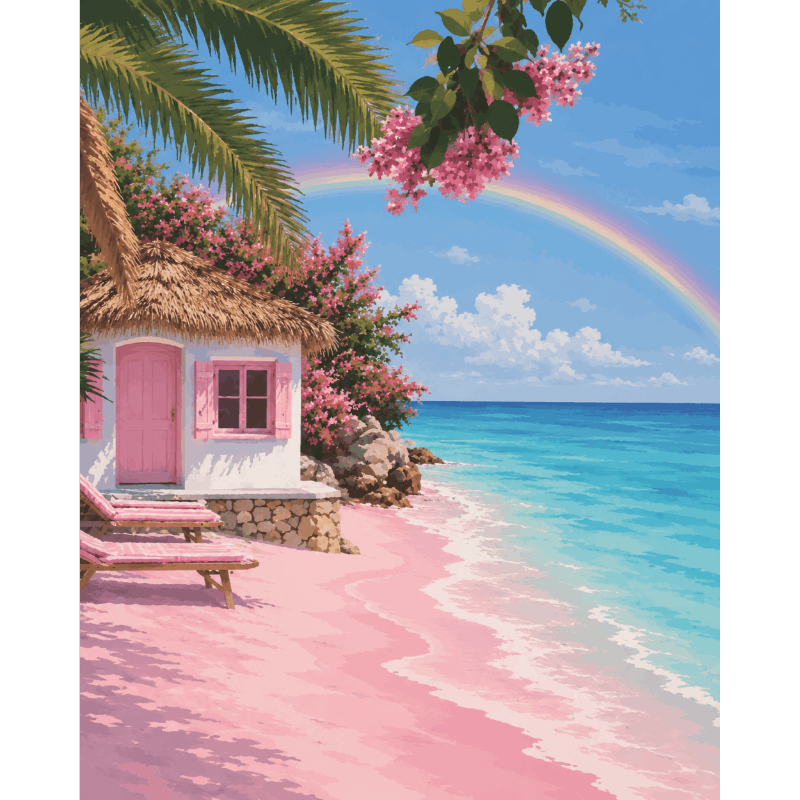 Roze zandstrand - Diamond Painting