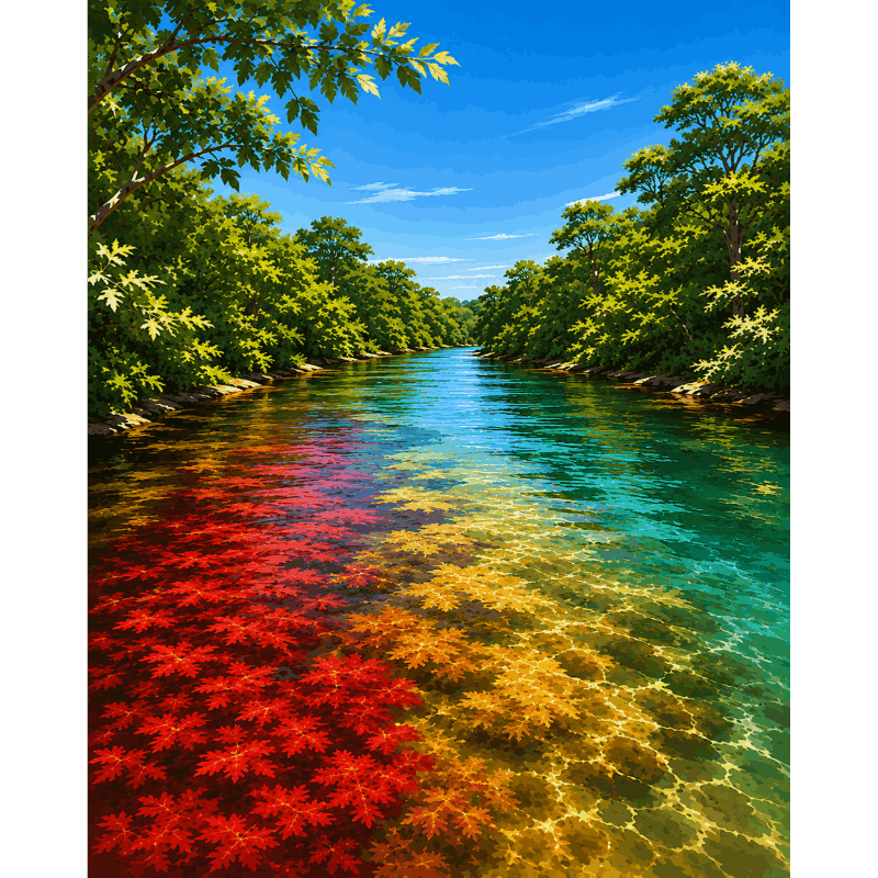 Vijfkleurige rivier - Diamond Painting