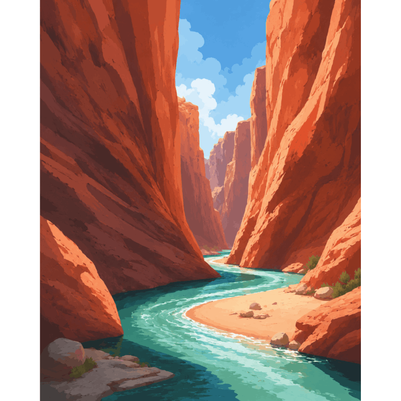 Canyon rivier - Diamond Painting
