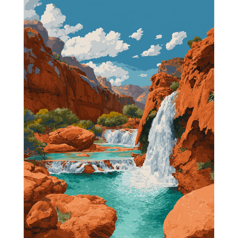 Canyon waterval - Diamond Painting
