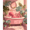 Roze octopus bad - Diamond Painting