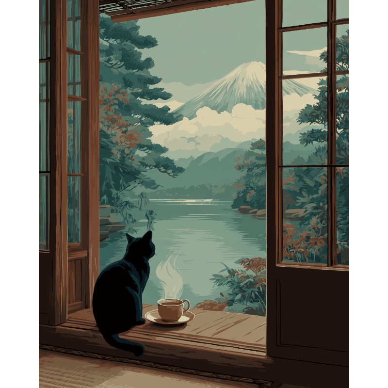 Ochtend bij Fuji - Diamond Painting
