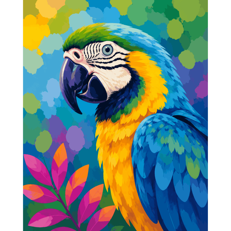 Stralend als een papegaai - Diamond Painting