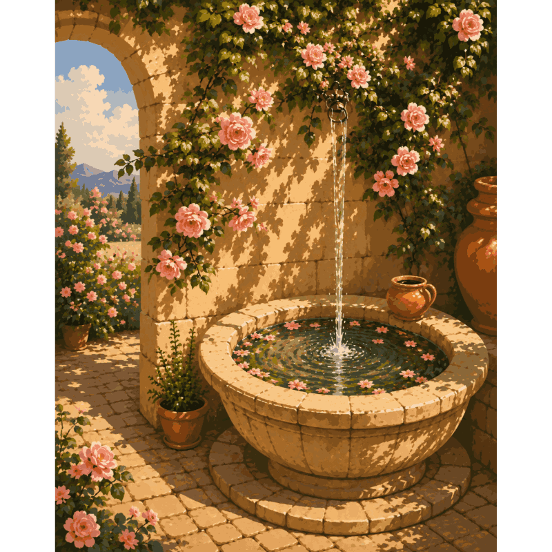 Toscaanse fontein - Diamond Painting