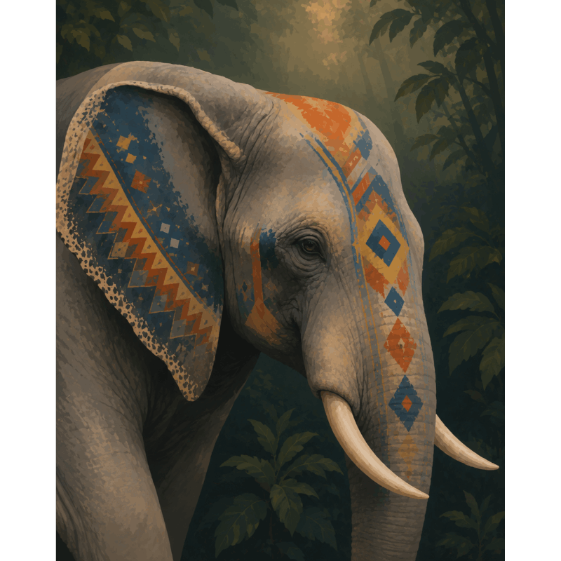 Versierde olifant - Diamond Painting