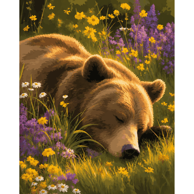 Slapende grizzly - Diamond Painting