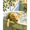Golden retriever in bad - Diamond Painting